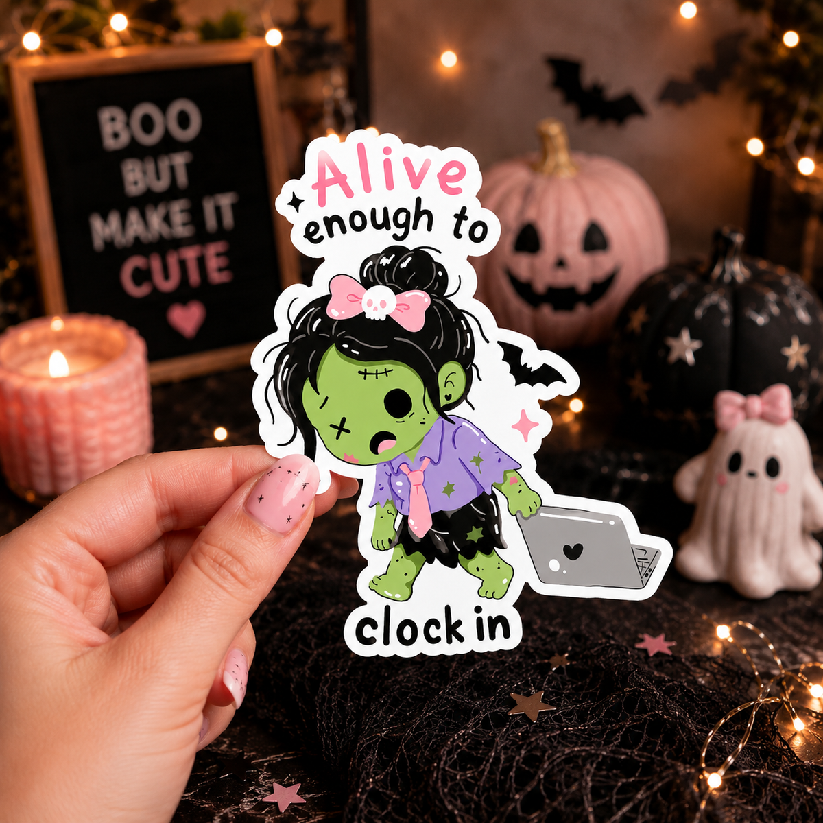 Alive Enough to Clock In Sticker