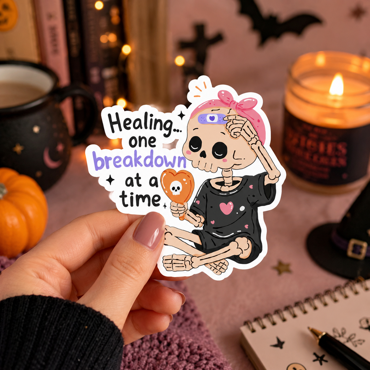 Cozy Skeleton Sticker
