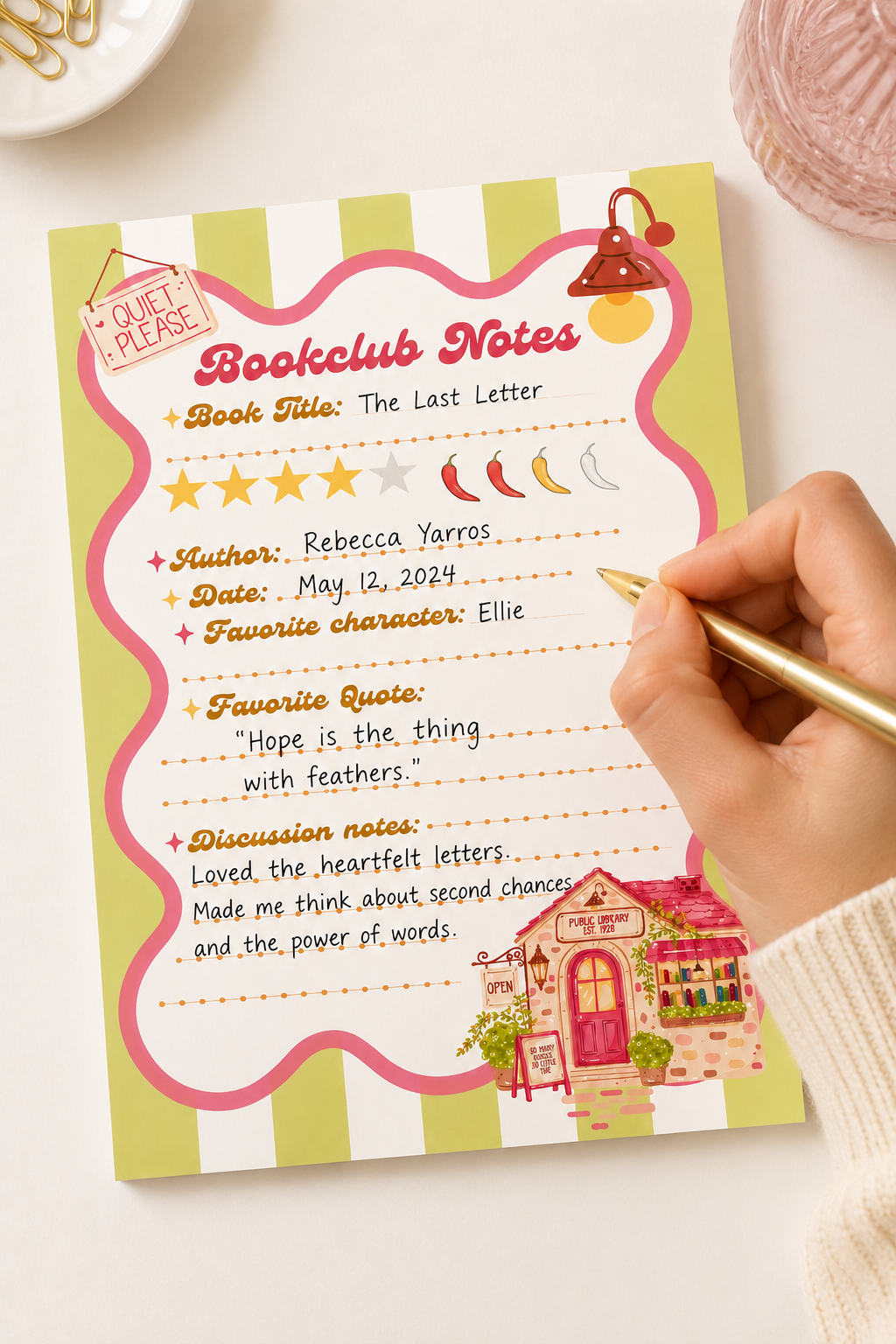 Book Club Note Pad