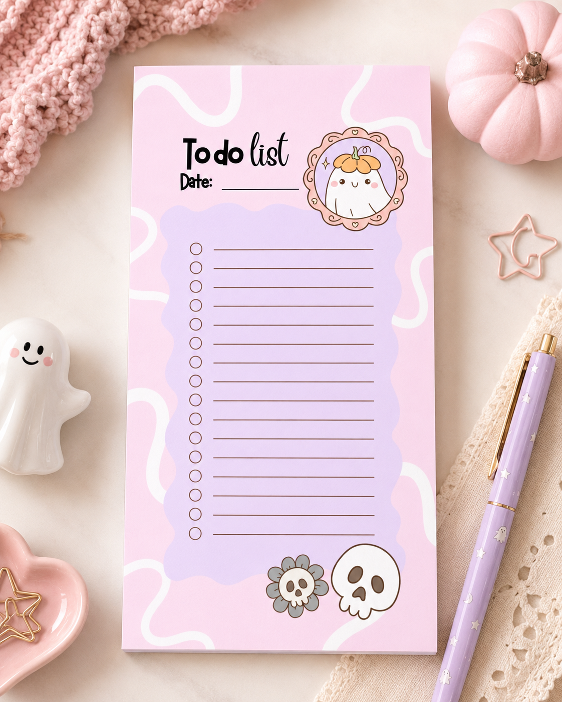 Halloween Cute Ghost To Do List Notepad